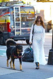 Emily Ratajkowski  in a Semi-sheer Lace Dress - New York 09/21/2023