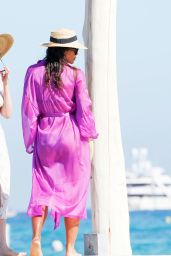 Emma Weymouth in a Bright Purple Dress in Saint Tropez 09/03/2023