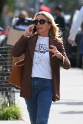 Jane Krakowski in a Brown Blazer and Jeans in New York 09/18/2023