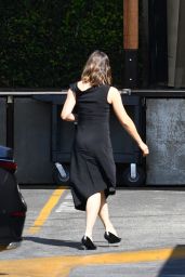 Jennifer Garner Wears a Black Cut-out Knee-length Dress with Black Heels and Black Sunglasses at Dust Studios in Hollywood 08/31/2023