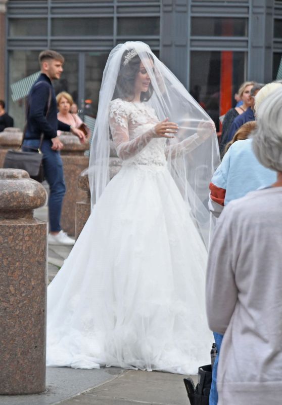 Kady McDermott Wearing a Wedding Dress - Photo Shoot Outside St Paul