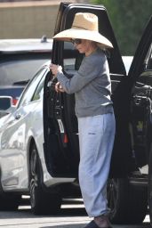 Kim Basinger in a Big Straw Hat and Sandals in LA 09/22/2023