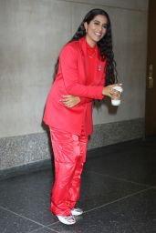 Lilly Singh in Vibrant Red Suit at NBC