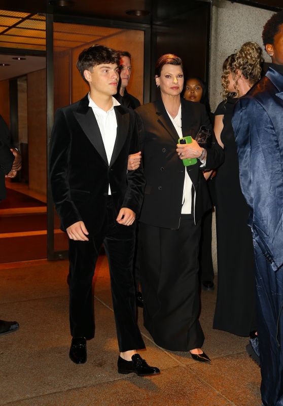Linda Evangelista With Her Son Augustin in New York 09/12/2023