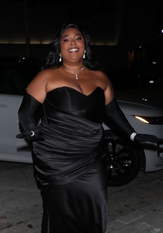 Lizzo in a Dapper Black Dress at Craig’s in West Hollywood 09/21/2023