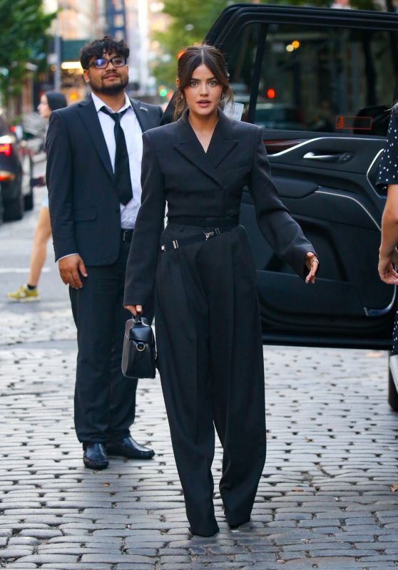 Lucy Hale in an All-black Ensemble in New York 09/12/2023