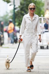 Naomi Watts in a Cool White Denim Jumpsuit and Sandals in New York 09/08/2023