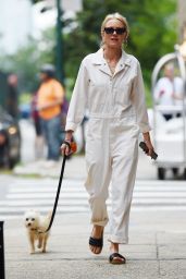 Naomi Watts in a Cool White Denim Jumpsuit and Sandals in New York 09/08/2023