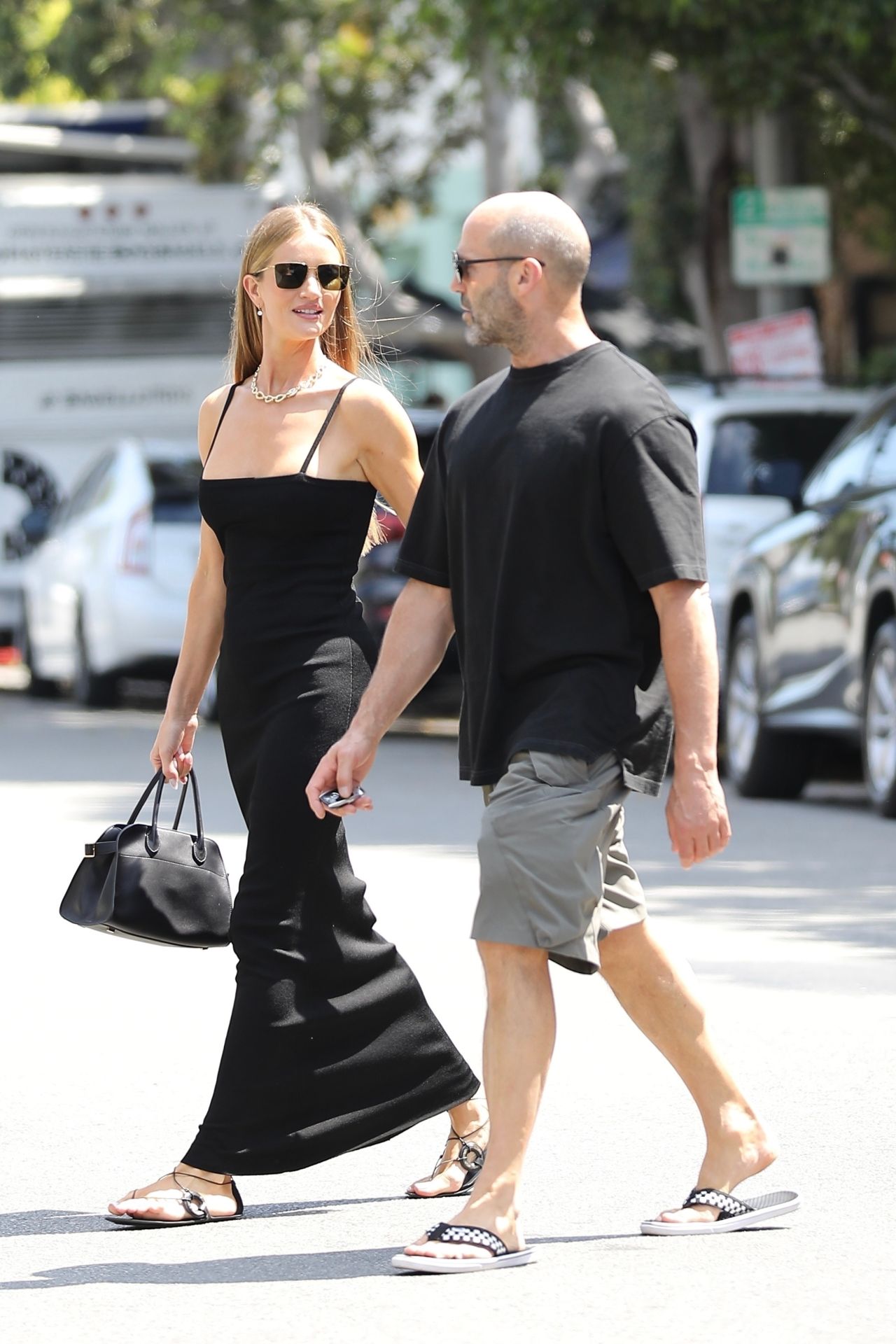 Rosie Huntington-Whiteley and Jason Statham on Melrose in Los Angeles