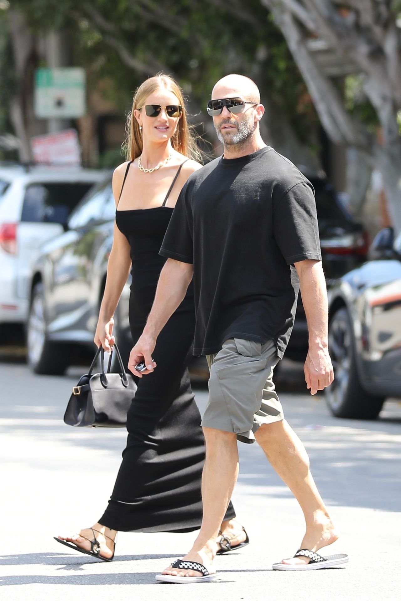 Rosie Huntington-Whiteley and Jason Statham on Melrose in Los Angeles