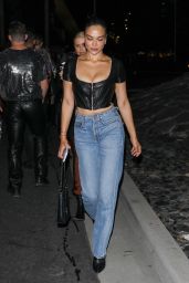 Shanina Shaik in a Leather Corset and Denim - Arrives at Beyoncé