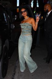 Shenseea in a Denim Strapless Top and Baggy Jeans at Nylon Nights Party in New York 09/06/2023