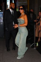 Shenseea in a Denim Strapless Top and Baggy Jeans at Nylon Nights Party in New York 09/06/2023