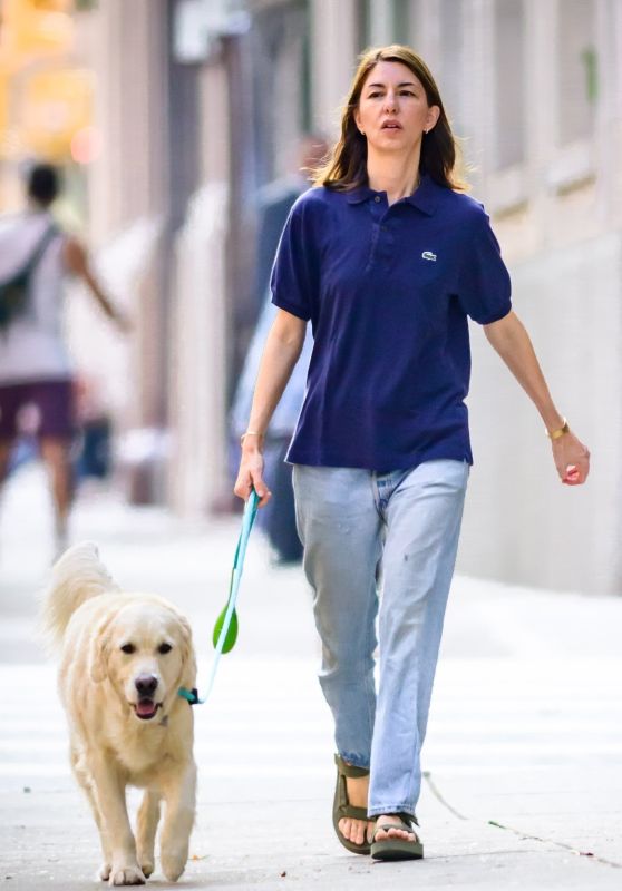 Sofia Coppola in a Navy Blue Lacoste Tee and Denim Out in Manhattan 09/08/2023