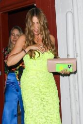 Sofía Vergara in a Bright Neon Dress at Funke Restaurant in Beverly Hills 09/20/2023