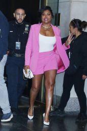 Taraji P. Henson in a Pink Blazer and Shorts in New York 09/19/2023