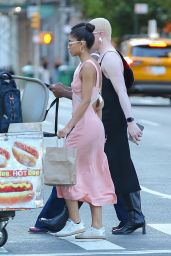 Yovanna Ventura in a Light Pink Satin Dress in New York City 09/14/2023