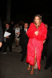 Alessandra Ambrosio in a Red Fur Coat - Leaving Casamigos Halloween Party in Los Angeles 10/28/2023