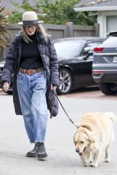 Diane Keaton in a Long Puffer Coat and Fedora in Santa Monica 10/07/2023