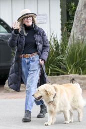 Diane Keaton in a Long Puffer Coat and Fedora in Santa Monica 10/07/2023