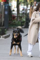 Emily Ratajkowski in White Sweats and a Trench Coat in New York 10/18/2023