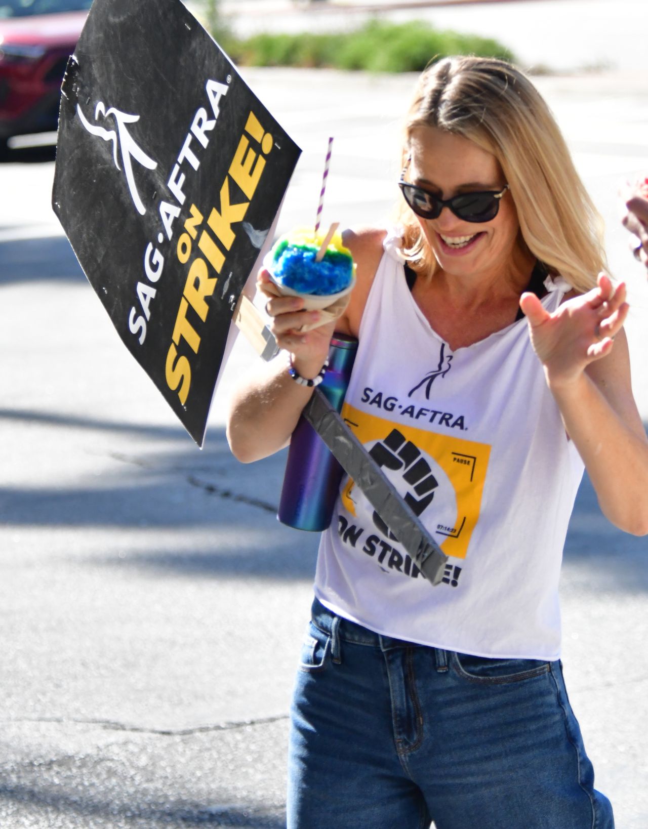 Jeri Ryan - SAG/AFTRA Strike Picket Lines in Front of Warner Bros