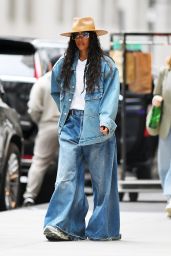 Kelly Rowland in a Double Denim Outfit in New York 10/21/2023