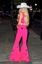 Kelsea Ballerini in Pink Barbie Cowgirl Costume in New York 10/25/2023