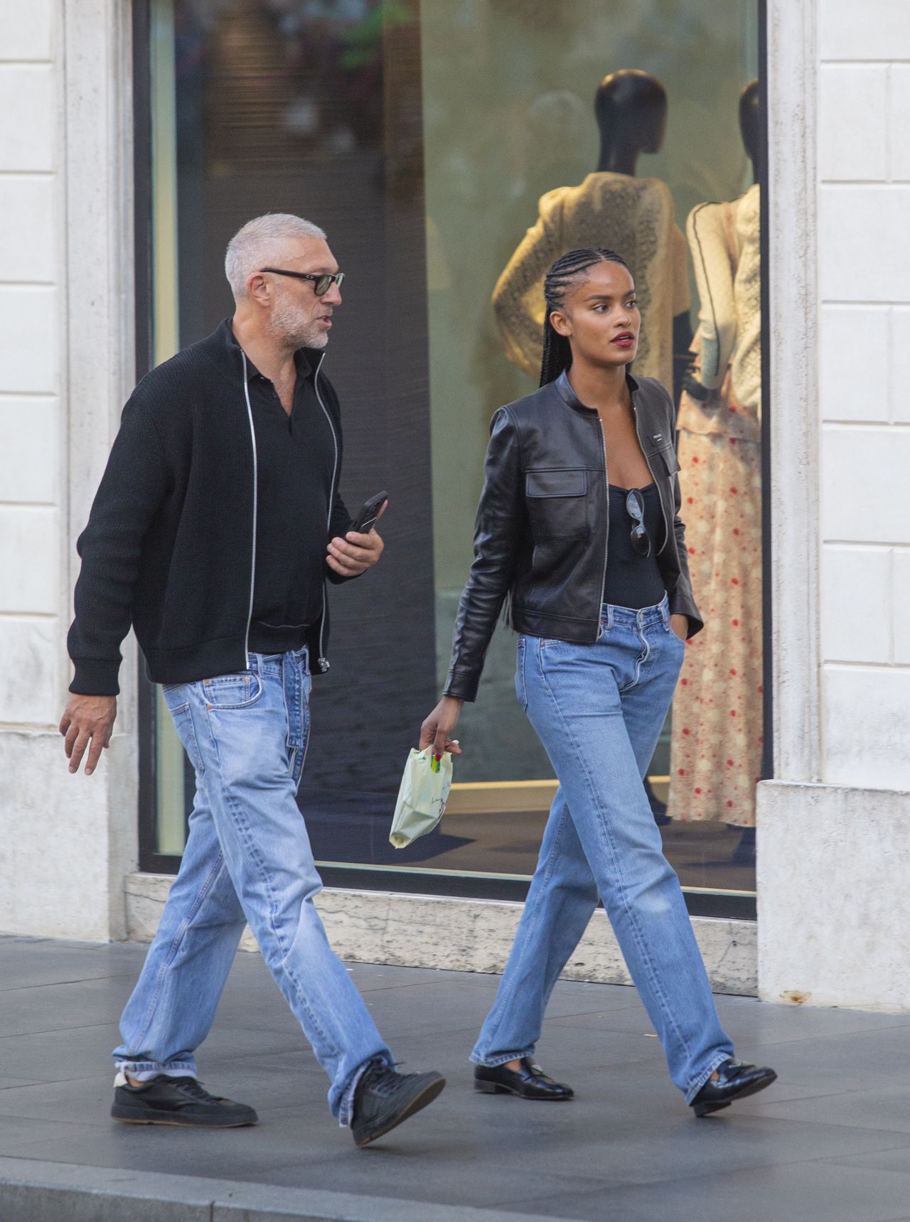 Narah Baptista and Vincent Cassel - Out in Rome 10/25/2023 • CelebMafia