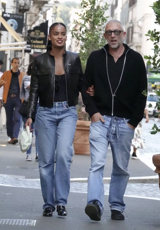 Narah Baptista and Vincent Cassel - Out in Rome 10/25/2023