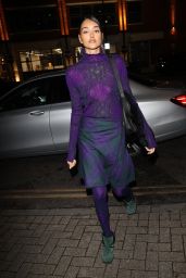 Neelam Gill Wearing a Patterned Dress at Burberry Dinner in London 10/12/2023