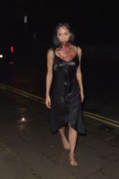 Nicole Scherzinger in Costume With Fake Blood All Over Her Face - London 10/29/2023