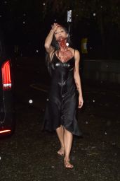 Nicole Scherzinger in Costume With Fake Blood All Over Her Face - London 10/29/2023