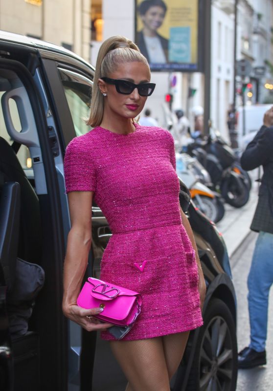 Paris Hilton in a Pink Shopping at Chanel in Paris 10/01/2023