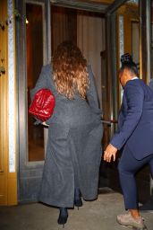 Rihanna in a Long Black Coat and Thigh-high Boots in New York City 10/09/2023