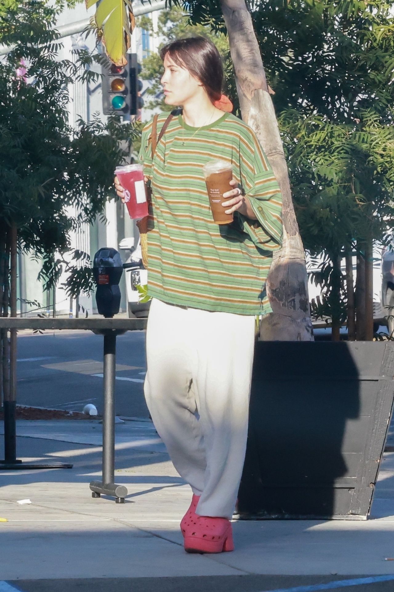 Scout Willis in a Colorful Tee and Platform Crocs in Los Angeles 10/03