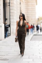 Shay Mitchell Wearing a Brown Outfit in Paris 10/03/2023