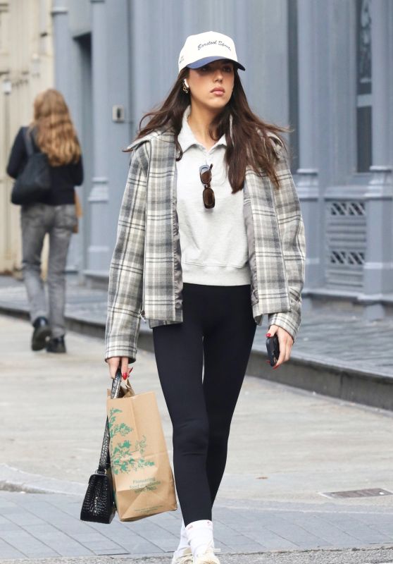 Sistine Stallone in a Plaid Jacket - Shopping at Whole Foods in Downtown Manhattan 10/19/2023
