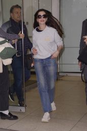 Anne Hathaway Wears Denim Pants, Sneakers and DREW Show Sweatshirt in New York 11/27/2023