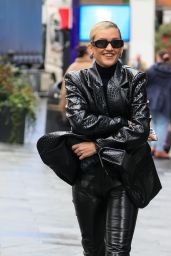 Ashley Roberts in Vinyl Leather Jacket in London 11/02/2023