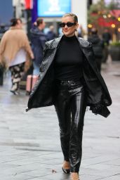 Ashley Roberts in Vinyl Leather Jacket in London 11/02/2023