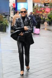 Ashley Roberts in Vinyl Leather Jacket in London 11/02/2023