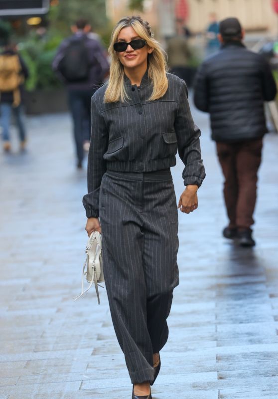 Ashley Roberts Wearing a Grey Trouser Set in London 11/09/2023