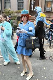 Busy Philipps on Halloween in Stewardess Costume in Manhattan