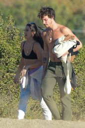 Charlie Travers and Shawn Mendes at Zuma Beach in Malibu 11/09/2023