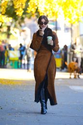 Emily Ratajkowski in a Brown Coat and Black Boots in NYC 11/15/2023 ...