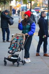 Emily Ratajkowski in a Colorful North Face Jacket in NYC 11/03/2023