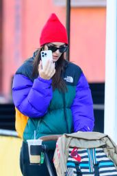 Emily Ratajkowski in a Colorful North Face Jacket in NYC 11/03/2023