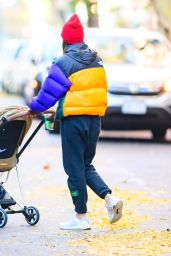 Emily Ratajkowski in a Colorful North Face Jacket in NYC 11/03/2023