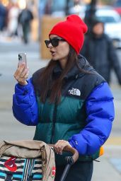 Emily Ratajkowski in a Colorful North Face Jacket in NYC 11/03/2023